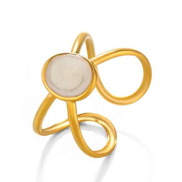 Fashionable Oval Oil Dripping Stainless Steel Ring For Women With Hiphop Line Cross 18K Gold Plated Electroplated