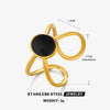 Fashionable Oval Oil Dripping Stainless Steel Ring For Women With Hiphop Line Cross 18K Gold Plated Electroplated