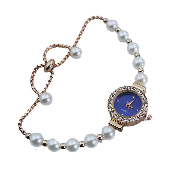 Fashionable Pearl Alloy Round Dial Female Student Watch