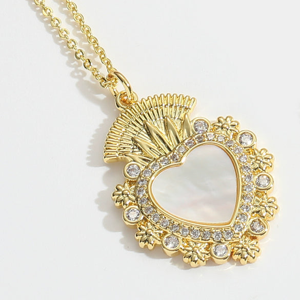 Fashionable Pendant Necklace For Ladies Copper Mixed Gemstone Setting Geometric Style Electroplating O Word Chain