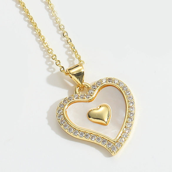 Fashionable Pendant Necklace For Ladies Copper Mixed Gemstone Setting Geometric Style Electroplating O Word Chain
