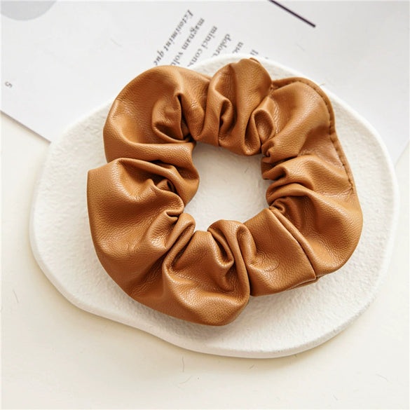Fashionable Pu Leather Hair Rope Simple Versatile Hair Ring Elegant Girl's Large Intestine Ring Head Rope Seiko Crafted Hair Accessories