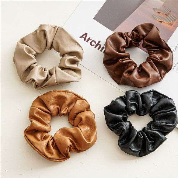 Fashionable Pu Leather Hair Rope Simple Versatile Hair Ring Elegant Girl's Large Intestine Ring Head Rope Seiko Crafted Hair Accessories