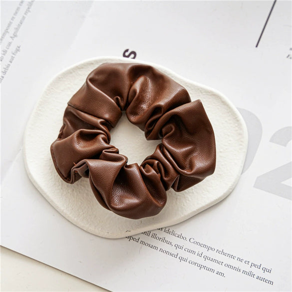 Fashionable Pu Leather Hair Rope Simple Versatile Hair Ring Elegant Girl's Large Intestine Ring Head Rope Seiko Crafted Hair Accessories