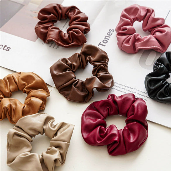 Fashionable Pu Leather Hair Rope Simple Versatile Hair Ring Elegant Girl's Large Intestine Ring Head Rope Seiko Crafted Hair Accessories
