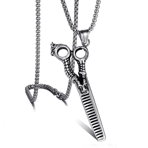 Fashionable Retro Men's Titanium Steel Thor Hammer Pendant Necklace With Baking Paint And Cartoon Characters Pattern