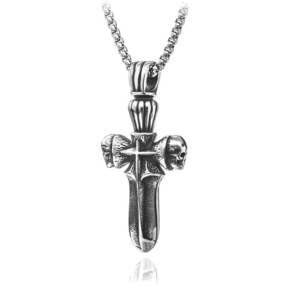 Fashionable Retro Men's Titanium Steel Thor Hammer Pendant Necklace With Baking Paint And Cartoon Characters Pattern