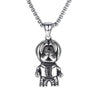 Fashionable Retro Men's Titanium Steel Thor Hammer Pendant Necklace With Baking Paint And Cartoon Characters Pattern