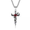Fashionable Retro Men's Titanium Steel Thor Hammer Pendant Necklace With Baking Paint And Cartoon Characters Pattern