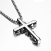 Fashionable Retro Men's Titanium Steel Thor Hammer Pendant Necklace With Baking Paint And Cartoon Characters Pattern