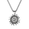 Fashionable Retro Men's Titanium Steel Thor Hammer Pendant Necklace With Baking Paint And Cartoon Characters Pattern