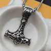 Fashionable Retro Men's Titanium Steel Thor Hammer Pendant Necklace With Baking Paint And Cartoon Characters Pattern