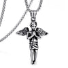Fashionable Retro Men's Titanium Steel Thor Hammer Pendant Necklace With Baking Paint And Cartoon Characters Pattern
