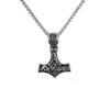 Fashionable Retro Men's Titanium Steel Thor Hammer Pendant Necklace With Baking Paint And Cartoon Characters Pattern