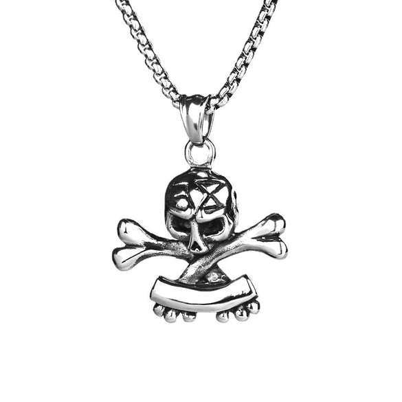 Fashionable Retro Men's Titanium Steel Thor Hammer Pendant Necklace With Baking Paint And Cartoon Characters Pattern