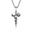 Fashionable Retro Men's Titanium Steel Thor Hammer Pendant Necklace With Baking Paint And Cartoon Characters Pattern