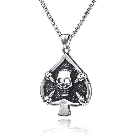 Fashionable Retro Men's Titanium Steel Thor Hammer Pendant Necklace With Baking Paint And Cartoon Characters Pattern
