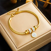 Fashionable Retro Metal Titanium Steel Round Spacer Beads Round Plate Pendant Accessories For Women With Electroplating Bracelet