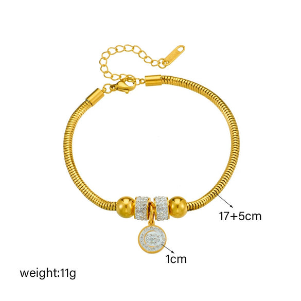 Fashionable Retro Metal Titanium Steel Round Spacer Beads Round Plate Pendant Accessories For Women With Electroplating Bracelet
