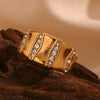 Fashionable Retro Popular Ring Stainless Steel Electroplated Geometric Microset Rhinestone Ring For Women