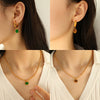 Fashionable Retro Women's 316L Stainless Steel And Organic Glass Earrings Necklace Set With Round Pattern And Electroplating Treatment