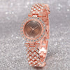 Fashionable Roman Pattern Diamondencrusted Women's Quartz Watches With Alloy Case And Strap Round Dial