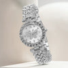 Fashionable Roman Pattern Diamondencrusted Women's Quartz Watches With Alloy Case And Strap Round Dial