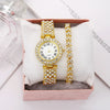 Fashionable Roman Pattern Diamondencrusted Women's Quartz Watches With Alloy Case And Strap Round Dial