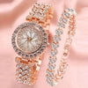 Fashionable Roman Pattern Diamondencrusted Women's Quartz Watches With Alloy Case And Strap Round Dial
