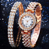 Fashionable Roman Pattern Diamondencrusted Women's Quartz Watches With Alloy Case And Strap Round Dial