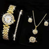 Fashionable Roman Pattern Diamondencrusted Women's Quartz Watches With Alloy Case And Strap Round Dial