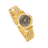 Fashionable Roman Pattern Diamondencrusted Women's Quartz Watches With Alloy Case And Strap Round Dial