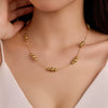 Fashionable Round Ball Stainless Steel 18K Electroplated Women's Jewelry Necklace