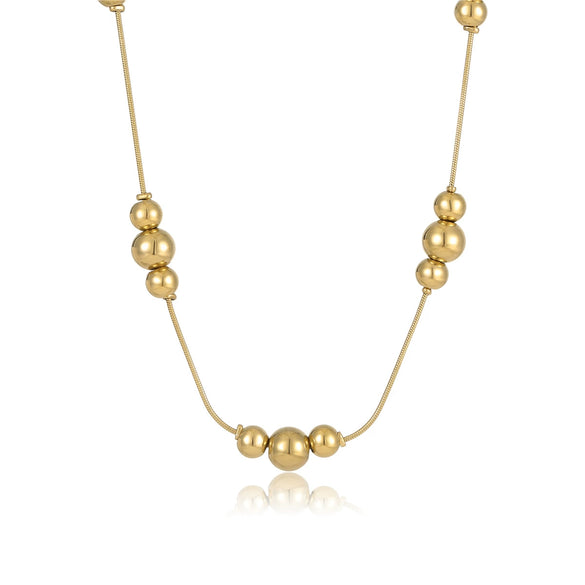 Fashionable Round Ball Stainless Steel 18K Electroplated Women's Jewelry Necklace
