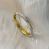 Fashionable Round Diamond Bracelet With Multicolor Drop Stone Setting And Plated Open Cuff Design For Everyday Wear