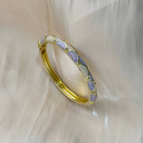 Fashionable Round Diamond Bracelet With Multicolor Drop Stone Setting And Plated Open Cuff Design For Everyday Wear