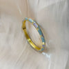 Fashionable Round Diamond Bracelet With Multicolor Drop Stone Setting And Plated Open Cuff Design For Everyday Wear