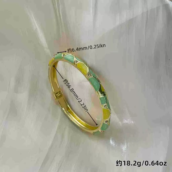 Fashionable Round Diamond Bracelet With Multicolor Drop Stone Setting And Plated Open Cuff Design For Everyday Wear