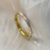 Fashionable Round Diamond Bracelet With Multicolor Drop Stone Setting And Plated Open Cuff Design For Everyday Wear