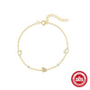Fashionable S925 Sterling Silver Hollow Love Shaped Geometric Pattern Electroplated Women's Bracelet