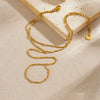 Fashionable Simple Design Doublelayered Thin Chain Goldplated Stainless Steel Ring Bracelet Integrated Hand Chain For Women
