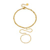 Fashionable Simple Design Doublelayered Thin Chain Goldplated Stainless Steel Ring Bracelet Integrated Hand Chain For Women