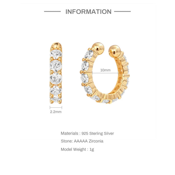 Fashionable Simple Elegant All Match Classic Women's S925 Sterling Silver Ear Clip Earring With Geometric Design And Electroplating Treatment