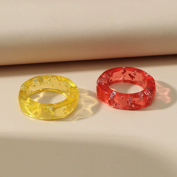 Fashionable Simple Geometric Acrylic Resin Ring Set Elegant Trendy Unisex Stackable Rings Cold Style Jewelry