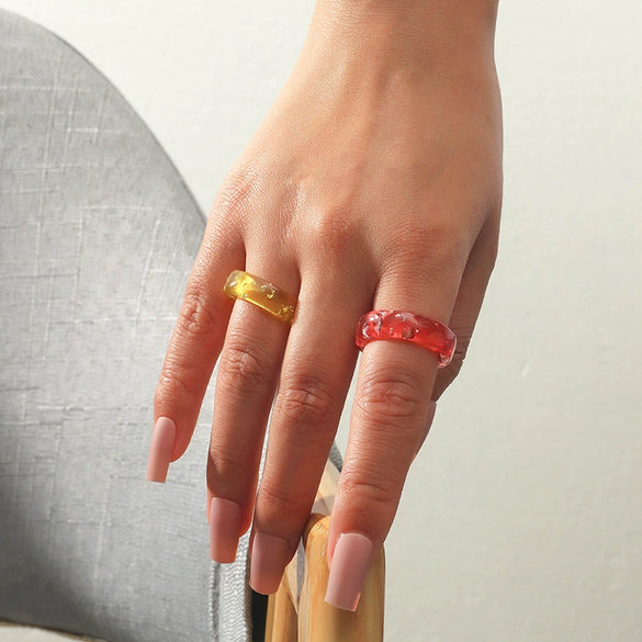 Fashionable Simple Geometric Acrylic Resin Ring Set Elegant Trendy Unisex Stackable Rings Cold Style Jewelry