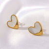 Fashionable Simple Love Titanium Steel Women's Earrings With Geometric Heart Pattern And 18K Vacuum Electroplating