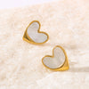 Fashionable Simple Love Titanium Steel Women's Earrings With Geometric Heart Pattern And 18K Vacuum Electroplating