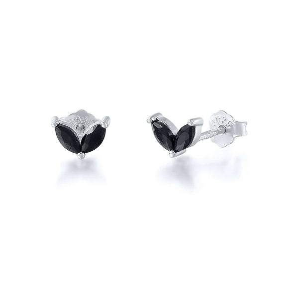 Fashionable Simple S925 Silver Geometric Horse Eye Diamond Embedded Electroplated Women's Mini Ear Studs Earrings