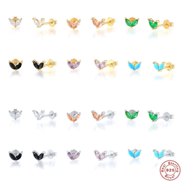 Fashionable Simple S925 Silver Geometric Horse Eye Diamond Embedded Electroplated Women's Mini Ear Studs Earrings