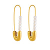 Fashionable Simple Stainless Steel Pearl Jewelry Earrings Goldplated Paper Clip Pin Shape